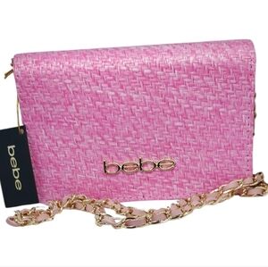 Bebe Pink Crossbody/Shoulder Purse Bag With Gold Chain Strap  NWT Retail $79.00